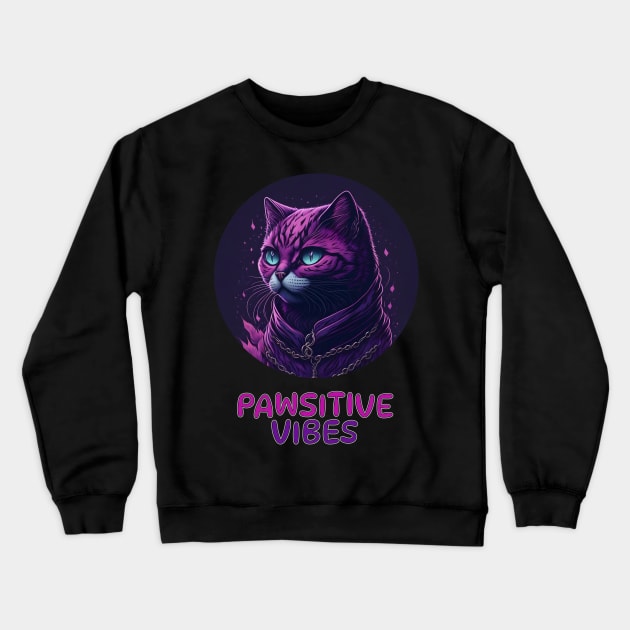 Pawsitive Vibes Crewneck Sweatshirt by JJ Art Space